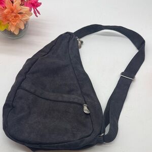 Ameribag Relax Your Back Stylish Black Microsuede Sling Bag